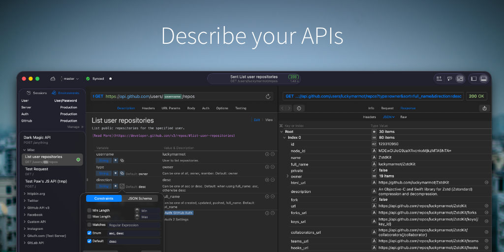 Simply describe your APIs on macOS | RapidAPI for Mac